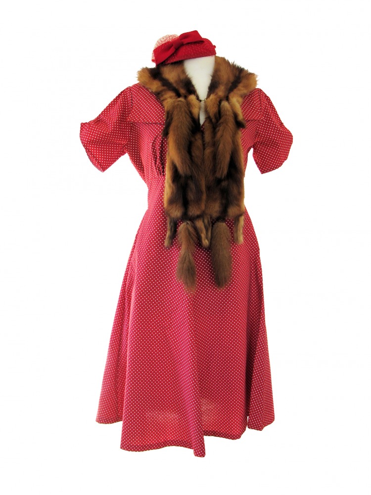 Ladies 1940's Style Tea Dress Wartime Goodwood Costume Size 14 - 16 Image